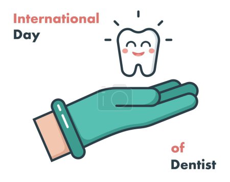 Ilustración de Greeting card for International Day of Dentist - Imagen libre de derechos