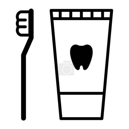 Ilustración de Cepillo de dientes y pasta sobre fondo blanco - Imagen libre de derechos