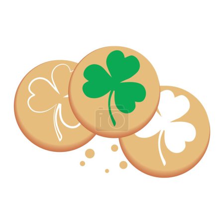 Ilustración de Tasty cookies for St. Patrick's Day celebration on white background - Imagen libre de derechos