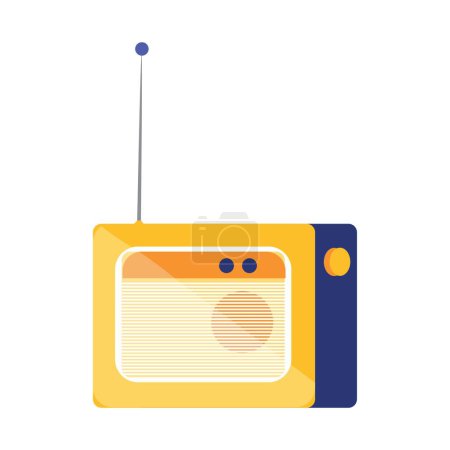 Téléchargez les illustrations : Récepteur radio rétro sur fond blanc - en licence libre de droit