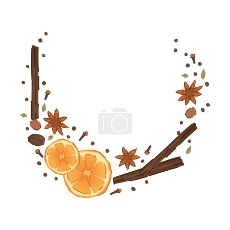 Illustration for Composition made of ingredients for tasty mulled wine on white background - Royalty Free Image