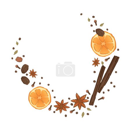 Illustration for Composition made of ingredients for tasty mulled wine on white background - Royalty Free Image