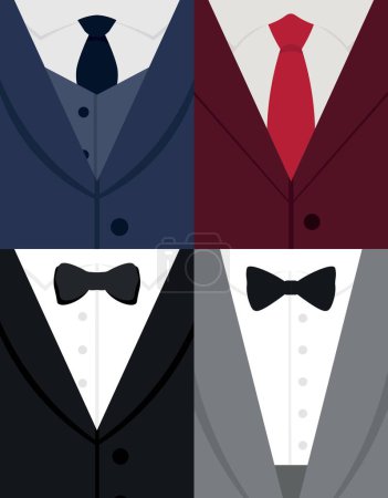 Collection of elegant male suits, closeup