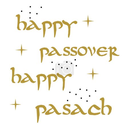 Illustration for Text HAPPY PASSOVER HAPPY PESACH on white background - Royalty Free Image