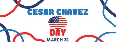 Illustration for Banner for Cesar Chavez Day with USA flag on white background - Royalty Free Image