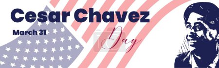 Illustration for Banner for Cesar Chavez Day with USA flag - Royalty Free Image
