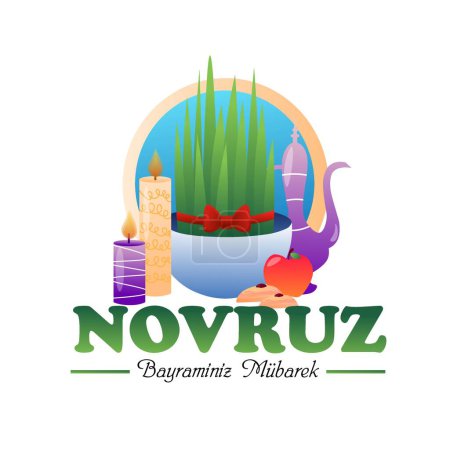 Ilustración de Poster for Novruz Bayram holiday on white background - Imagen libre de derechos