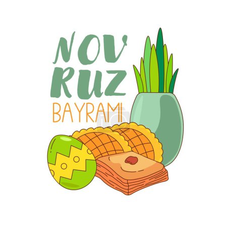 Ilustración de Banner for Novruz Bayram holiday on white background - Imagen libre de derechos
