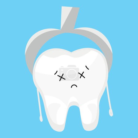 Illustration for Removal of tooth on light blue background - Royalty Free Image