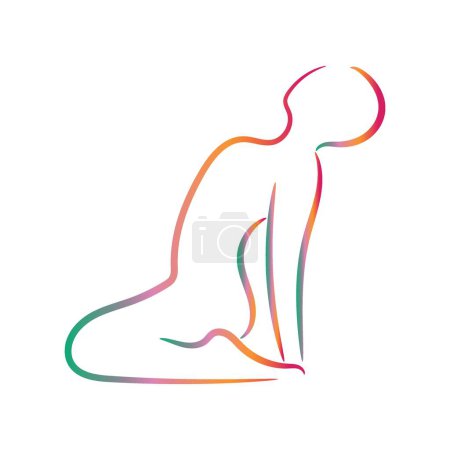 Silhouette of human doing yoga on white background