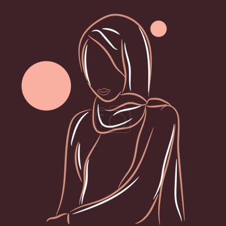 Illustration for Drawn Arabian woman on brown background - Royalty Free Image
