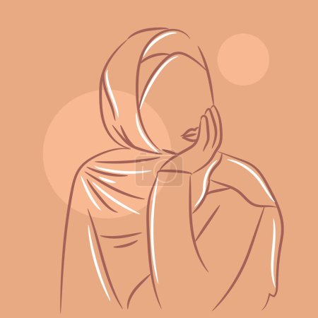 Illustration for Drawn Arabian woman on beige background - Royalty Free Image