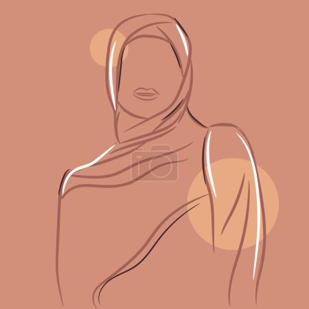 Illustration for Drawn Arabian woman on beige background - Royalty Free Image