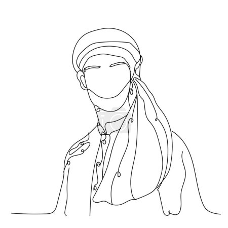 Illustration for Drawn Arabian man on white background - Royalty Free Image
