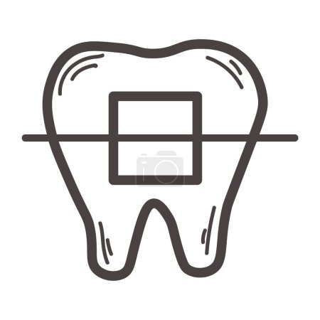 Illustration for Tooth with dental braces on white background - Royalty Free Image
