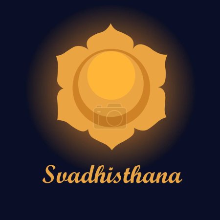 Ilustración de Símbolo de Svadhisthana (chakra sacro) sobre fondo negro - Imagen libre de derechos