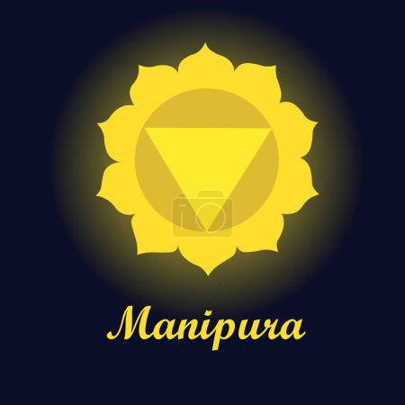 Illustration for Symbol of Manipura (solar plexus chakra) on black background - Royalty Free Image