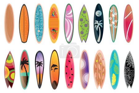 Illustration for Set of creative surfboards on white background - Royalty Free Image