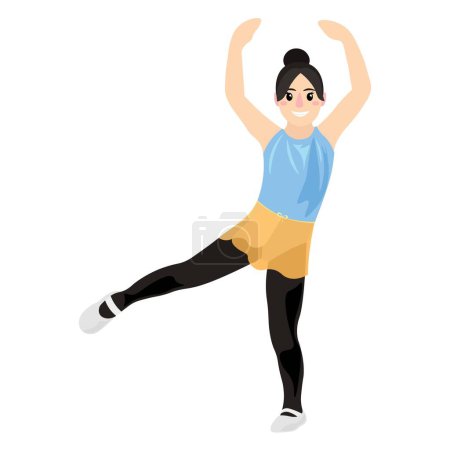 Ilustración de Linda chica haciendo ejercicios de gimnasia sobre fondo blanco - Imagen libre de derechos