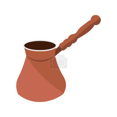 Illustration for Turkish coffee brewing pot on white background - Royalty Free Image