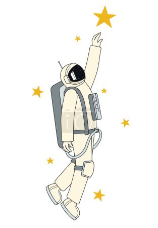 Illustration for Astronaut and stars on white background - Royalty Free Image