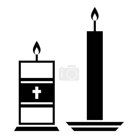 Téléchargez les illustrations : Brûler des bougies sur fond blanc. Concept de christianisme - en licence libre de droit