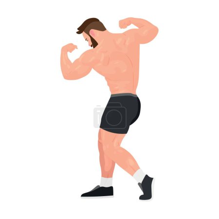 Illustration for Strong bodybuilder posing on white background - Royalty Free Image