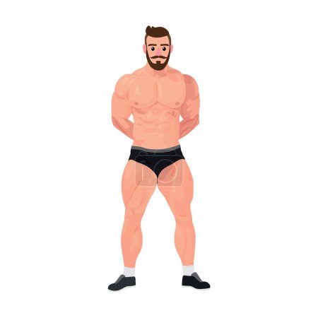 Illustration for Muscled bodybuilder posing on white background - Royalty Free Image