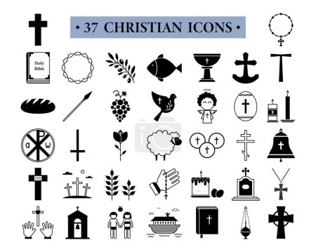 Illustration for Set of Christian icons on white background - Royalty Free Image