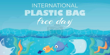 Ilustración de Banner para el día libre de bolsas de plástico internacional - Imagen libre de derechos