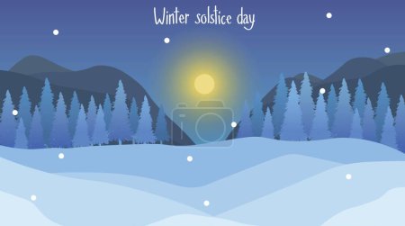 Banner with beautiful landscape and text WINTER SOLSTICE DAY