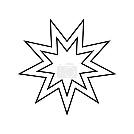 Illustration for Nine pointed star on white background. Symbol of Bahai - Royalty Free Image