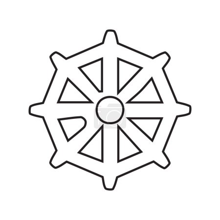 Ilustración de Dharmachakra sobre fondo blanco. Símbolo del budismo - Imagen libre de derechos