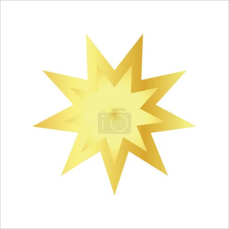 Illustration for Golden nine pointed star on white background. Symbol of Bahai - Royalty Free Image