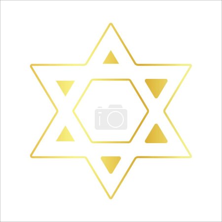 Téléchargez les illustrations : Étoile d'or de David sur fond blanc. Symbole du judaïsme - en licence libre de droit