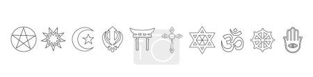 Illustration for Symbols of different religions on white background - Royalty Free Image