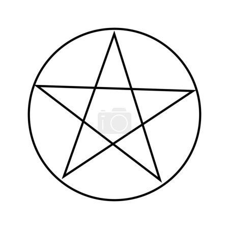 Illustration for Pentagram in circle on white background - Royalty Free Image