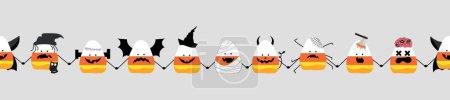 Illustration for Set of creepy Halloween corn candies on light background - Royalty Free Image