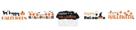Téléchargez les illustrations : Ensemble de cliparts pour Halloween sur fond blanc - en licence libre de droit
