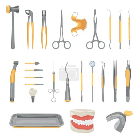 Illustration for Set dentist's supplies on white background - Royalty Free Image