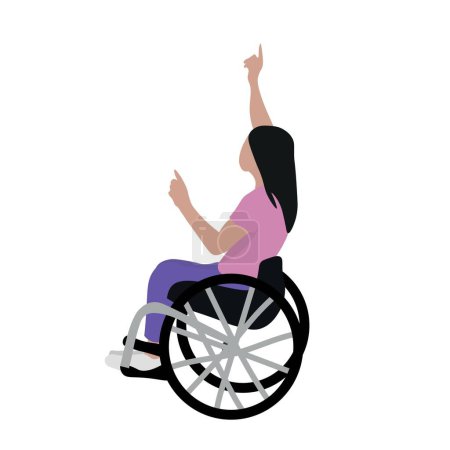 Téléchargez les illustrations : Femme dansante en fauteuil roulant sur fond blanc - en licence libre de droit