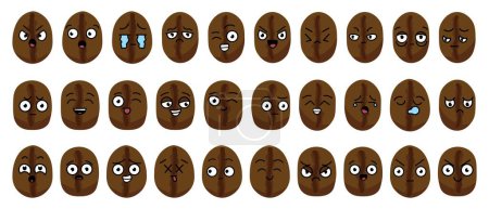 Illustration for Set of emotional coffee beans on white background - Royalty Free Image