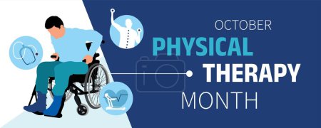 Illustration for Long banner for Physical Therapy Month - Royalty Free Image