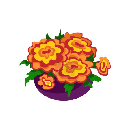 Téléchargez les illustrations : Bouquet de fleurs orange sur fond blanc. Fête de Diwali - en licence libre de droit