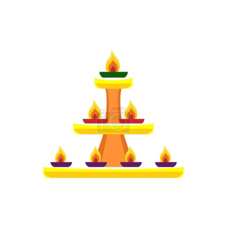 Ilustración de Lámparas Diya para vacaciones indias Diwali (Festival de las luces) sobre fondo blanco - Imagen libre de derechos