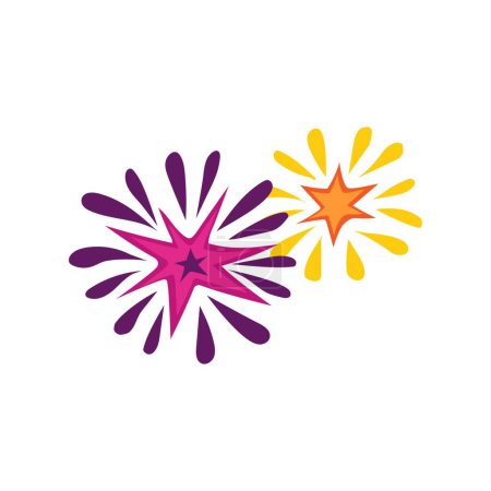 Illustration for Colorful fireworks on white background - Royalty Free Image