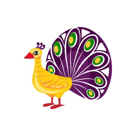 Illustration for Indian peacock on white background. Diwali celebration - Royalty Free Image