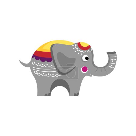 Téléchargez les illustrations : Éléphant indien sur fond blanc. Fête de Diwali - en licence libre de droit