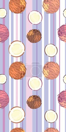 Ilustración de Muchos cocos sobre fondo de color. Patrón para la temporada de verano - Imagen libre de derechos