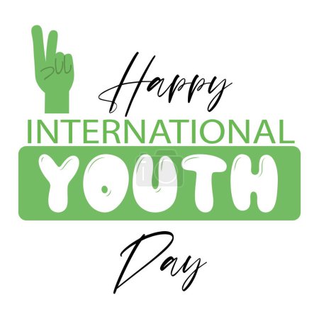 Téléchargez les illustrations : Texte HAPPY INTERNATIONAL YOUTH DAY sur fond blanc - en licence libre de droit